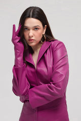 Women's Faux Leather Long Coat