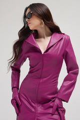 Women's Faux Leather Long Coat