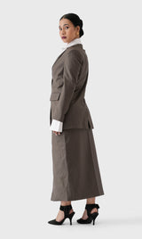 Grey Blazer Maxi Skirt Co-ord Set