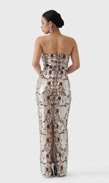 Silver Sequin Gown with Cape