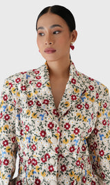 Floral Jacquard Blazer Dress